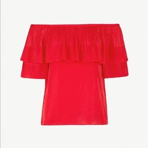 Maje Red Off-Shoulder Top